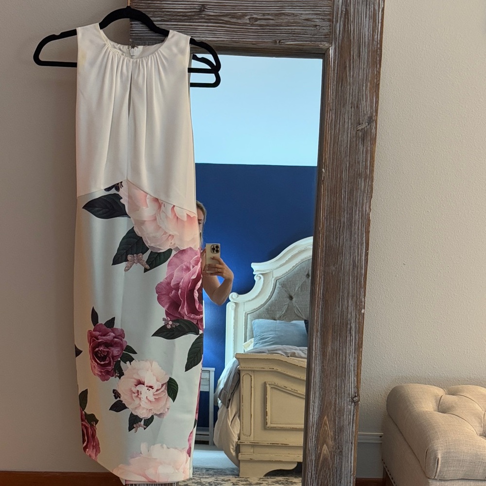 Ted Baker Cream & Floral Sleeveless Dress